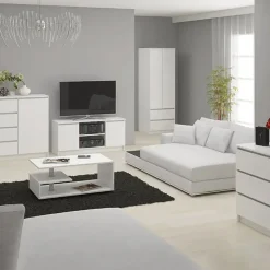 Garnero Arredamenti Cassettiera|Cassettiera-Cassettiera 120x100h cm moderna 8 cassetti bianco Living Bianco Opaco