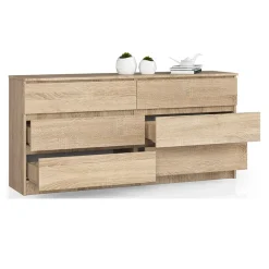 Garnero Arredamenti Cassettiera|Cassettiera-Cassettiera 160x77h cm moderna 6 cassetti Living Rovere