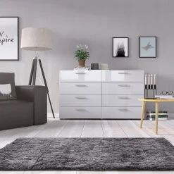 Garnero Arredamenti Cassettiere Ufficio|Cassettiera-Cassettiera 138x83h cm moderna bianco lucido rovere Betty Gihome®