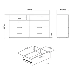 Garnero Arredamenti Cassettiere Ufficio|Cassettiera-Cassettiera 138x83h cm moderna bianco lucido rovere Betty Gihome®