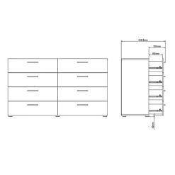 Garnero Arredamenti Cassettiere Ufficio|Cassettiera-Cassettiera 138x83h cm moderna bianco lucido rovere Betty Gihome®