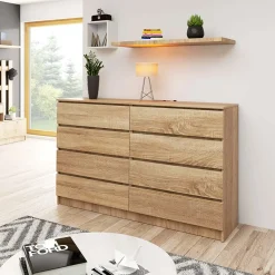 Garnero Arredamenti Cassettiera|Cassettiera-Cassettiera 160x100h cm moderna 8 cassetti Living Rovere