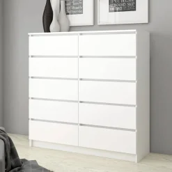 Garnero Arredamenti Cassettiera|Cassettiera-Cassettiera 120x120h cm moderna 10 cassetti bianco Living Bianco Opaco