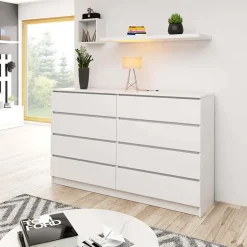Garnero Arredamenti Cassettiera|Cassettiera-Cassettiera 160x100h cm moderna 8 cassetti bianco Living Bianco Opaco
