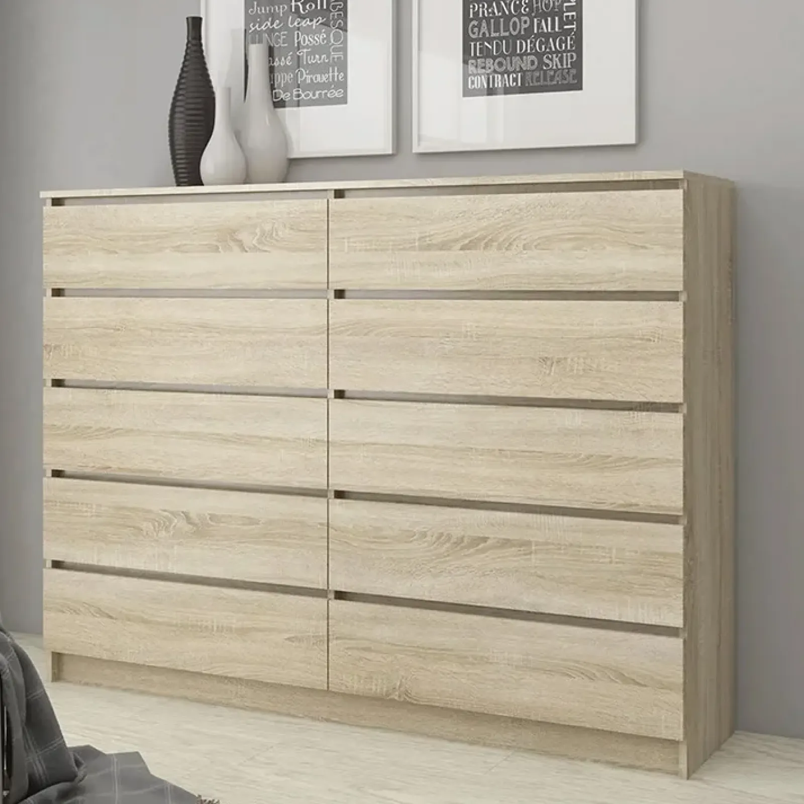 Garnero Arredamenti Cassettiera|Cassettiera-Cassettiera 160x120h cm moderna 10 cassetti Living Rovere