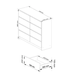 Garnero Arredamenti Cassettiera|Cassettiera-Cassettiera 120x100h cm moderna 8 cassetti Living Rovere