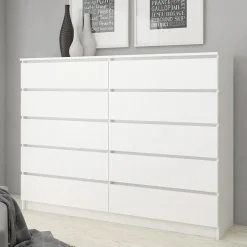 Garnero Arredamenti Cassettiera|Cassettiera-Cassettiera 160x120h cm moderna 10 cassetti bianco Living Bianco Opaco