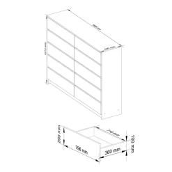 Garnero Arredamenti Cassettiera|Cassettiera-Cassettiera 160x120h cm moderna 10 cassetti bianco Living Bianco Opaco