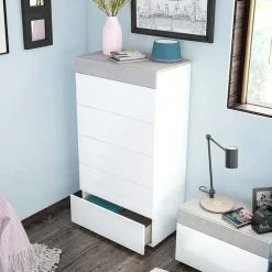 Garnero Arredamenti Comò|Comò-Cassettiera 61x118h cm moderna bianco cemento Idra