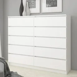 Garnero Arredamenti Cassettiera|Cassettiera-Cassettiera 140x120h cm moderna 10 cassetti bianco Living Bianco Opaco