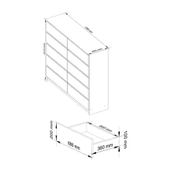 Garnero Arredamenti Cassettiera|Cassettiera-Cassettiera 140x120h cm moderna 10 cassetti bianco Living Bianco Opaco