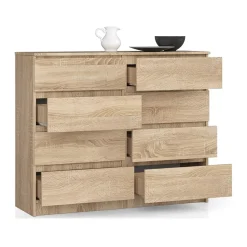 Garnero Arredamenti Cassettiera|Cassettiera-Cassettiera 140x100h cm moderna 8 cassetti Living Rovere