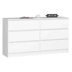 Garnero Arredamenti Cassettiera|Cassettiera-Cassettiera 140x77h cm moderna 6 cassetti bianco Living Bianco Opaco