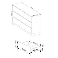 Garnero Arredamenti Cassettiera|Cassettiera-Cassettiera 140x77h cm moderna 6 cassetti bianco Living Bianco Opaco