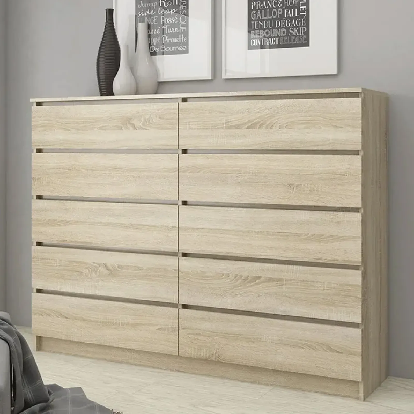 Garnero Arredamenti Cassettiera|Cassettiera-Cassettiera 140x120h cm moderna 10 cassetti Living Rovere