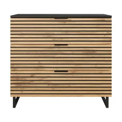 Garnero Arredamenti Cassettiera|Cassettiera-Cassettiera 80x76h cm rustica design  cannettato rovere nero List