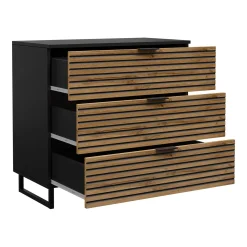 Garnero Arredamenti Cassettiera|Cassettiera-Cassettiera 80x76h cm rustica design  cannettato rovere nero List