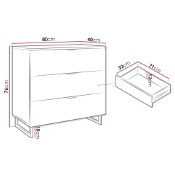 Garnero Arredamenti Cassettiera|Cassettiera-Cassettiera 80x76h cm rustica design  cannettato rovere nero List