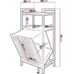 Garnero Arredamenti Accessori Bagno|Mobili Lavanderia-Cesto portabiancheria 40x95h cm bagno rovere Caddy