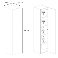 Garnero Arredamenti Mensole E Pensili|Mobili Multiuso-Colonna a terra 28x186h cm 1 anta reversibile multiuso Sunset Bianco Lucido