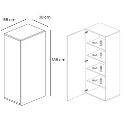 Garnero Arredamenti Mensole E Pensili|Mobili Multiuso-Colonna a terra 55x186h cm 1 anta reversibile Sunset Tortora