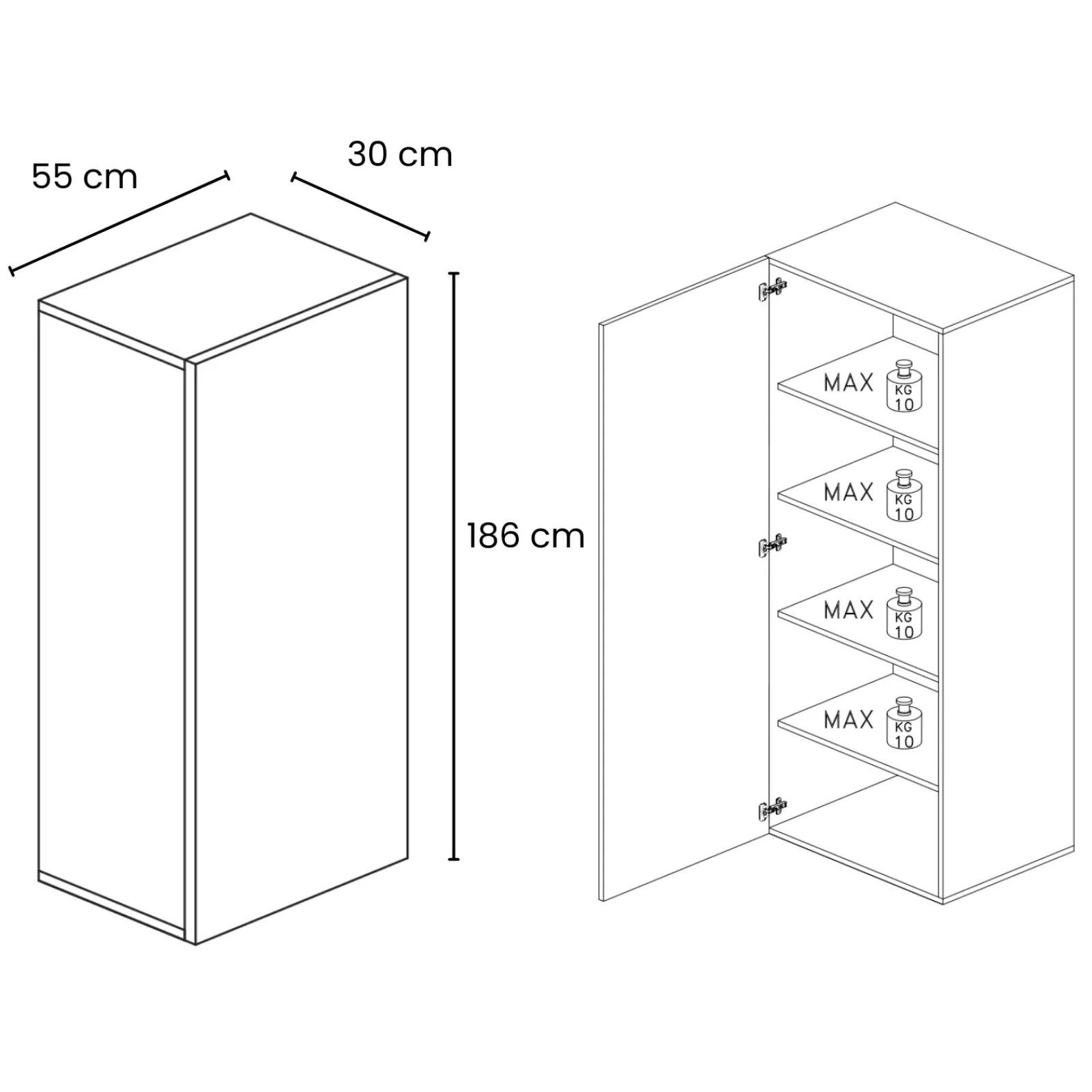 Garnero Arredamenti Mensole E Pensili|Mobili Multiuso-Colonna a terra 55x186h cm 1 anta reversibile chiaro Sunset Rovere