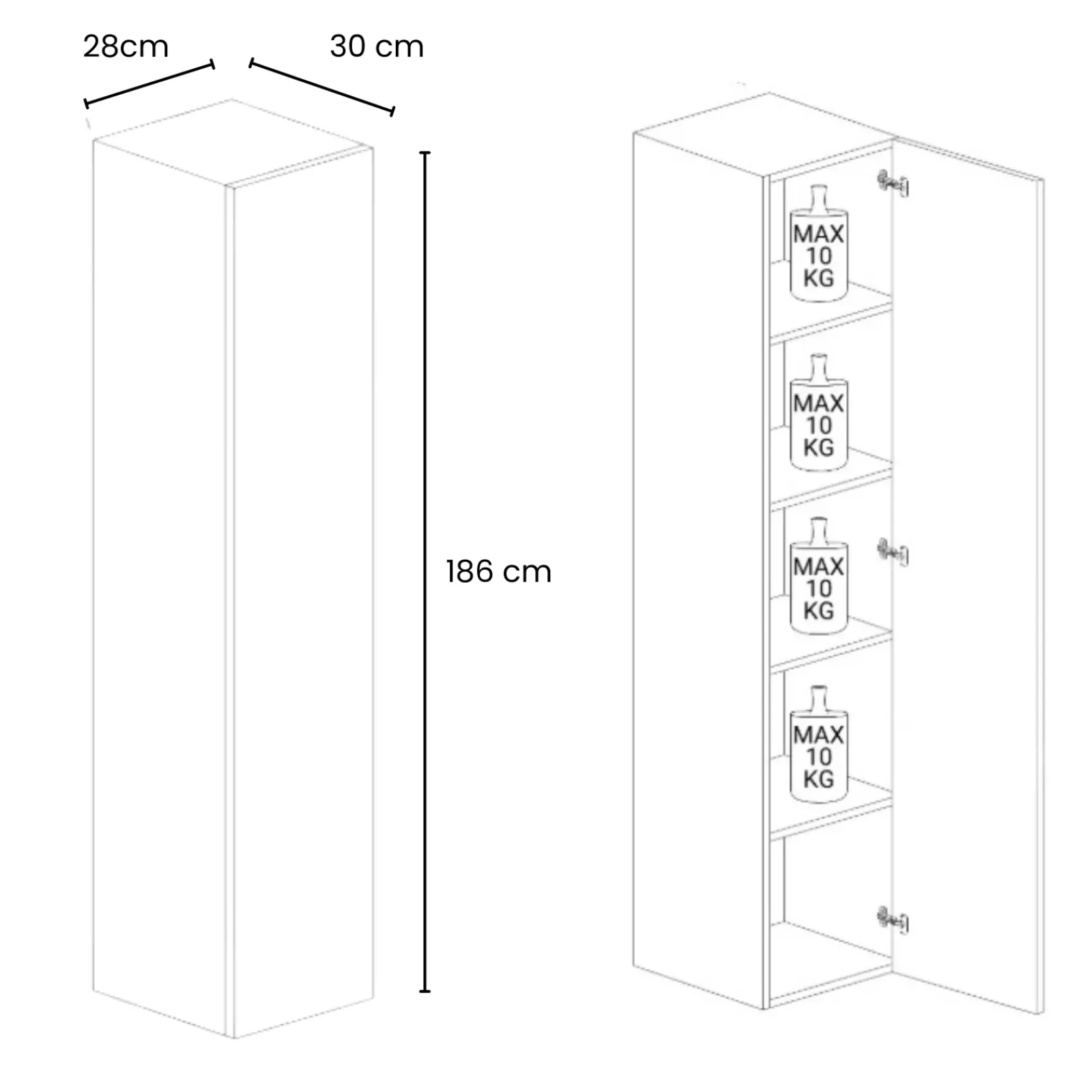 Garnero Arredamenti Mensole E Pensili|Mobili Multiuso-Colonna a terra 28x186h cm 1 anta reversibile multiuso chiaro Sunset Rovere