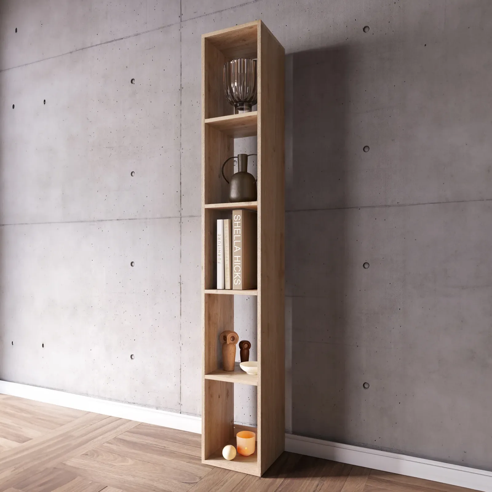 Garnero Arredamenti Mensole E Pensili-Colonna a terra 28x186h cm 5 vani libreria chiaro Sunset Rovere