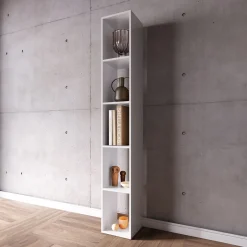 Garnero Arredamenti Mensole E Pensili-Colonna a terra 28x186h cm 5 vani libreria Sunset Bianco Lucido