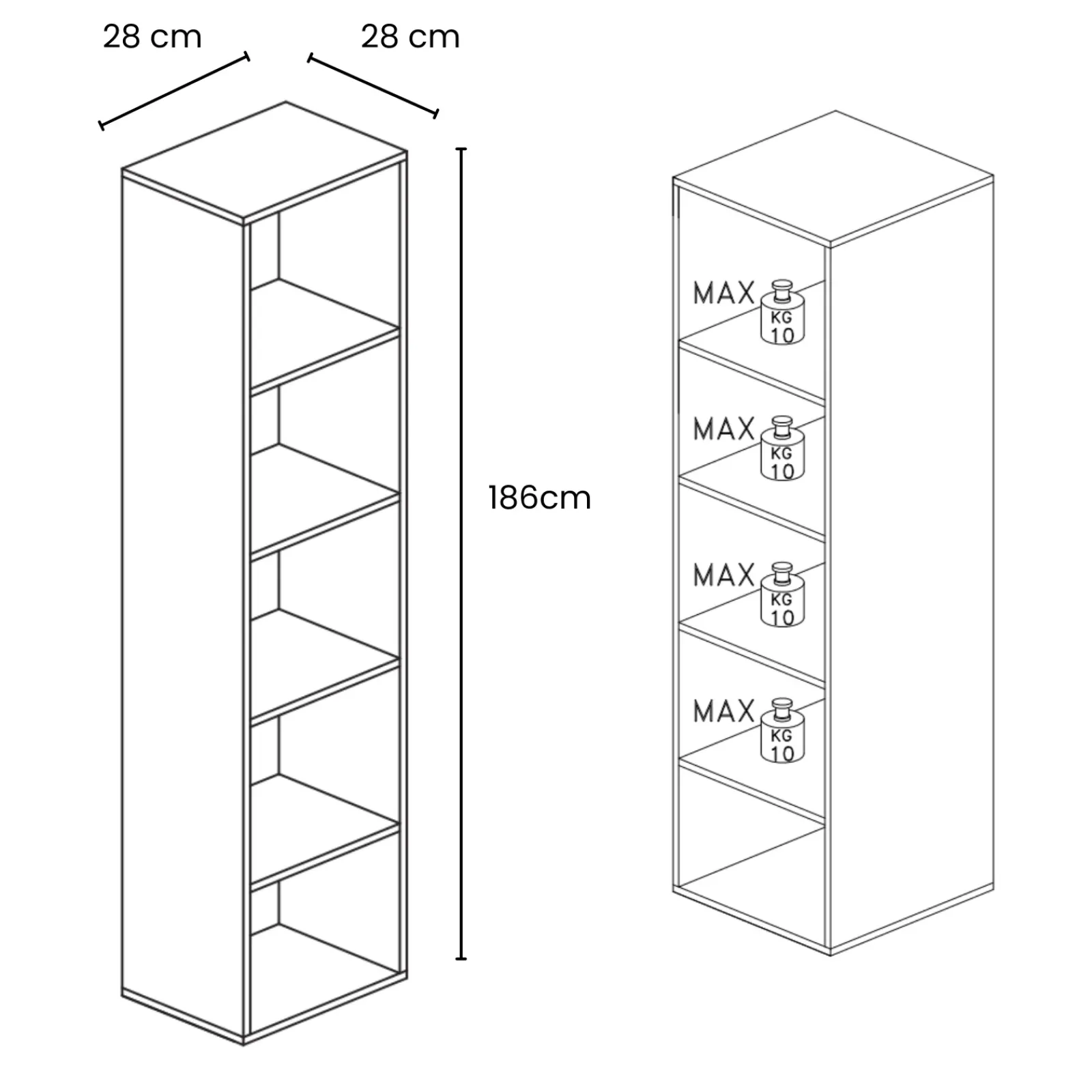 Garnero Arredamenti Mensole E Pensili-Colonna a terra 28x186h cm libreria 5 vani Sunset Antracite