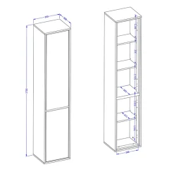 Garnero Arredamenti Colonne Per Bagno-Colonna bagno sospesa 35x172h cm 2 ante nero Linda Tortora