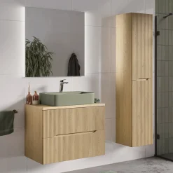 Garnero Arredamenti Colonne Per Bagno-Colonna bagno sospesa 35x170h cm cannettato 2 ante rovere Pretty
