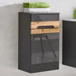 Garnero Arredamenti Colonne Per Bagno-Colonna bagno sospesa 35x67h cm 1 anta rovere grigio lucido Rabat