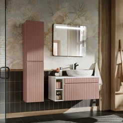 Garnero Arredamenti Colonne Per Bagno-Colonna bagno sospesa 35x160h cm cannettato 2 ante rosa Autentic