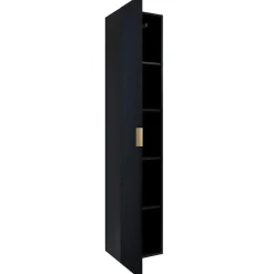 Garnero Arredamenti Colonne Per Bagno-Colonna bagno sospesa 35x186h cm 1 anta nero frontale decorato Konny Nero Lucido - Nero opaco