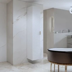 Garnero Arredamenti Colonne Per Bagno-Colonna bagno sospesa 35x186h cm 1 anta bianco frontale decorato Konny Bianco Lucido - Bianco opaco