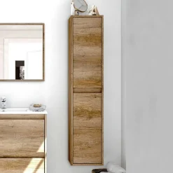 Garnero Arredamenti Colonne Per Bagno-Colonna bagno sospesa 30x140h cm moderna rovere chiaro Eveline