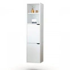 Garnero Arredamenti Colonne Per Bagno-Colonna bagno sospesa 37x150h cm 2 ante 2 vani bianco Jasmund - Crown Bianco Opaco