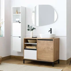 Garnero Arredamenti Colonne Per Bagno-Colonna bagno sospesa 37x150h cm 2 ante 2 vani bianco Jasmund - Crown Bianco Opaco