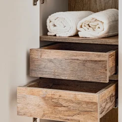 Garnero Arredamenti Colonne Per Bagno-Colonna bagno sospesa 35x160h cm 1 anta 2 cassetti grigio Serif Grigio - Quercia