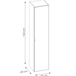 Garnero Arredamenti Colonne Per Bagno-Colonna bagno sospesa 35x160h cm 1 anta 2 cassetti grigio Serif Grigio - Quercia