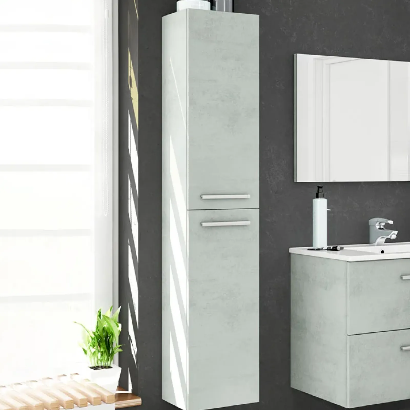 Garnero Arredamenti Colonne Per Bagno-Colonna bagno sospesa 30x150h cm cemento Oscar