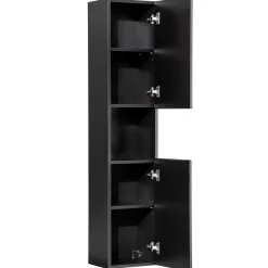Garnero Arredamenti Colonne Per Bagno-Colonna bagno sospesa 30x140h cm cannettato 2 ante Cleany Nero