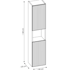 Garnero Arredamenti Colonne Per Bagno-Colonna bagno sospesa 30x140h cm cannettato 2 ante Cleany Nero