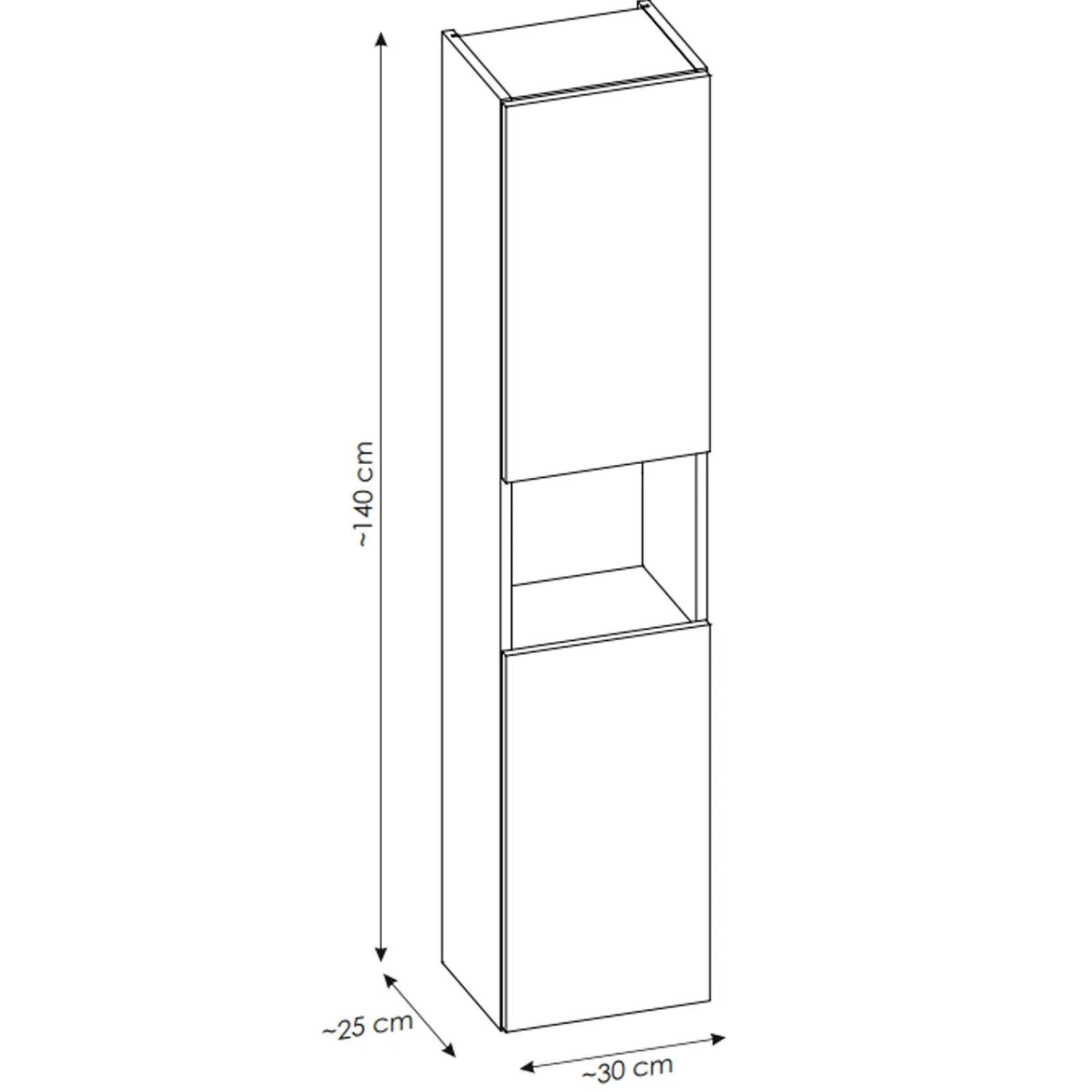 Garnero Arredamenti Colonne Per Bagno-Colonna bagno sospesa 30x140h cm 2 ante rovere Rovery