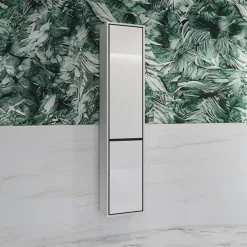 Garnero Arredamenti Colonne Per Bagno-Colonna bagno sospesa 35x172h cm 2 ante nero Linda Bianco Lucido