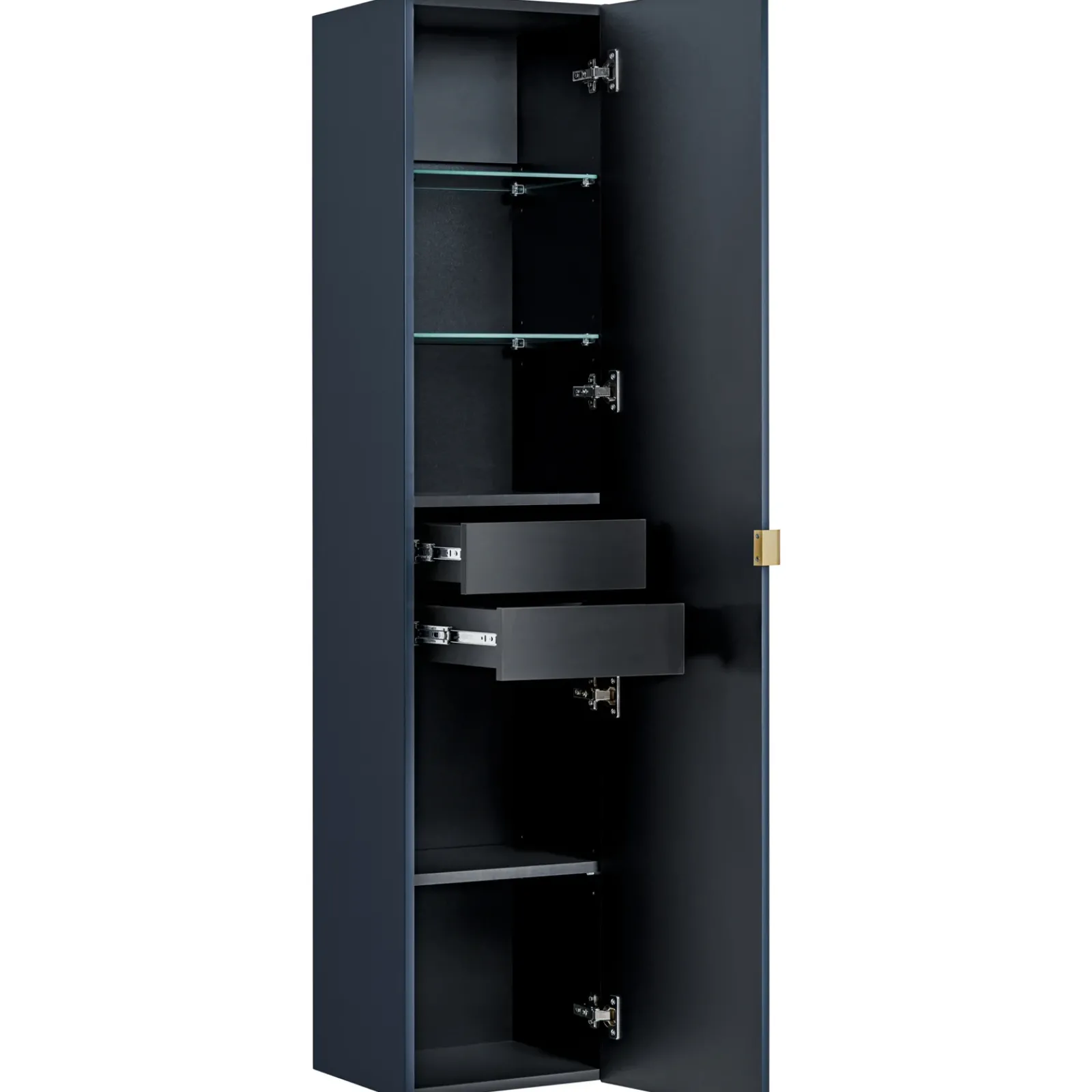 Garnero Arredamenti Colonne Per Bagno-Colonna bagno sospesa 35x160h cm 1 anta 2 cassetti cannettato blu Deep