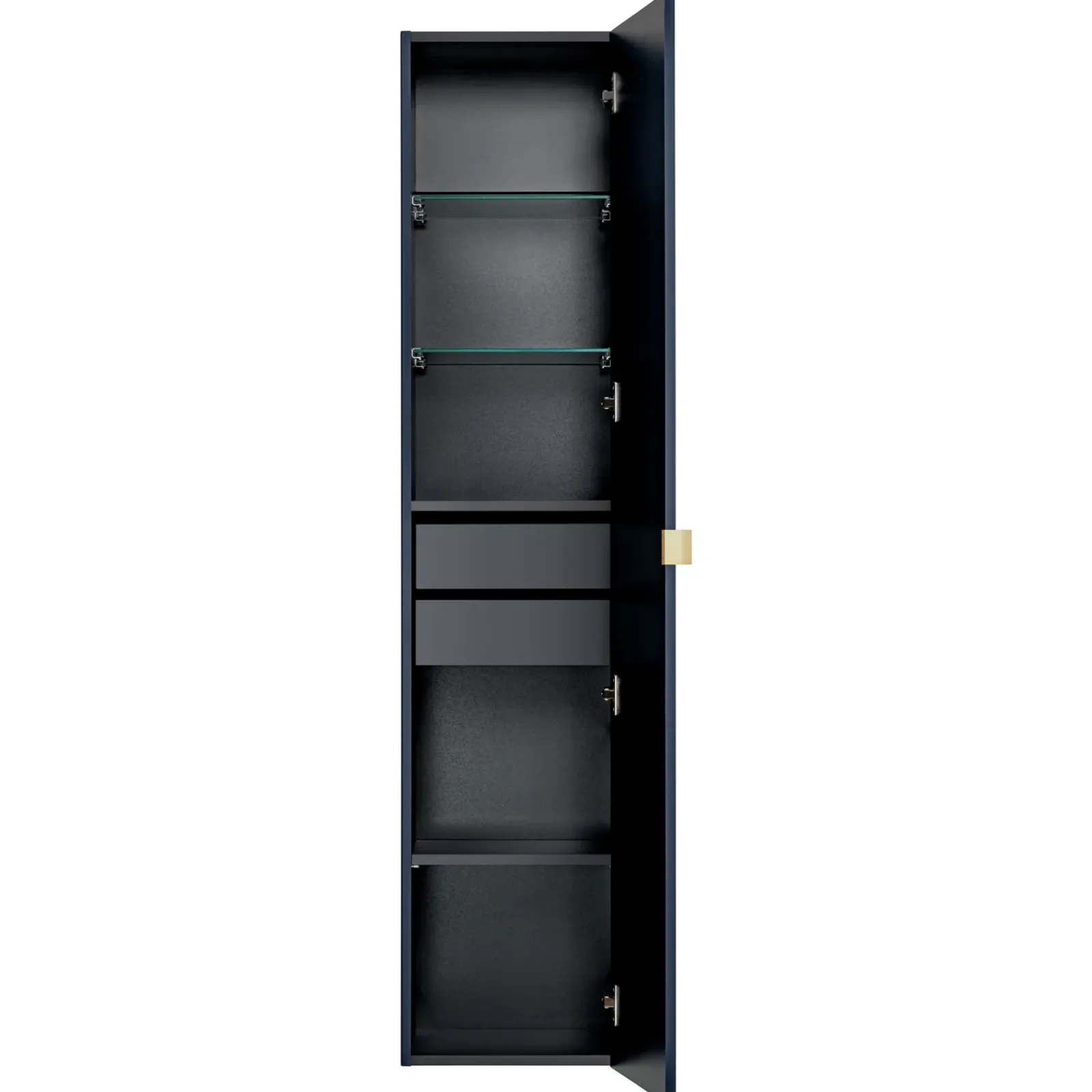 Garnero Arredamenti Colonne Per Bagno-Colonna bagno sospesa 35x160h cm 1 anta 2 cassetti cannettato blu Deep