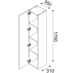 Garnero Arredamenti Colonne Per Bagno-Colonna bagno sospesa 35x170h cm 1 anta nero rovere Swim Nero - Rovere