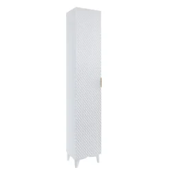 Garnero Arredamenti Colonne Per Bagno-Colonna bagno 35x198h cm 1 anta bianco frontale decorato Konny Bianco Lucido - Bianco opaco